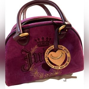 JUICY COUTURE VELOUR PATENT PURPLE EGGPLANT BOWLER BAG